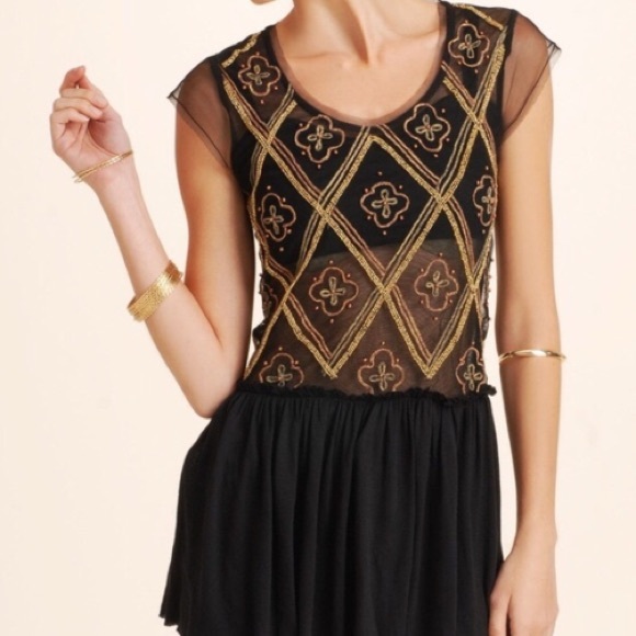Free People Tops - Free People Sheer Beaded Long Top